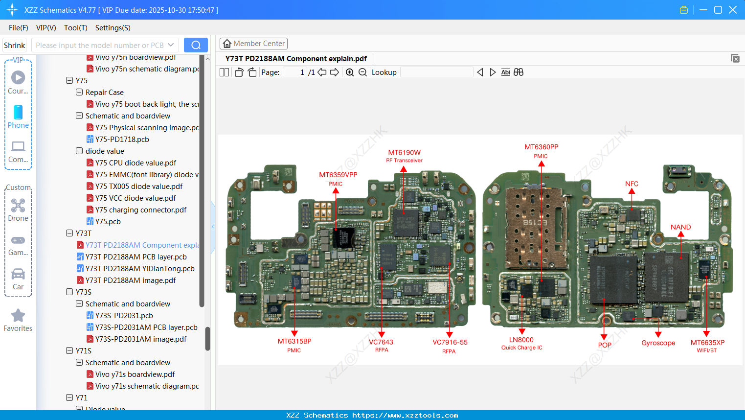 VIVO Y73T PD2188AM Component Explain
